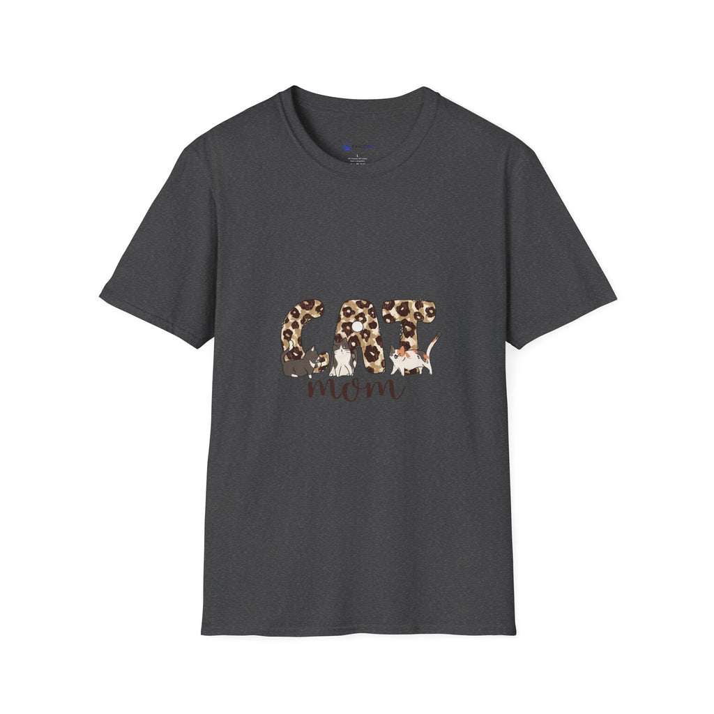 Cat Mom Leopard Print T-Shirt — Cute Graphic Tee for Cat Lovers