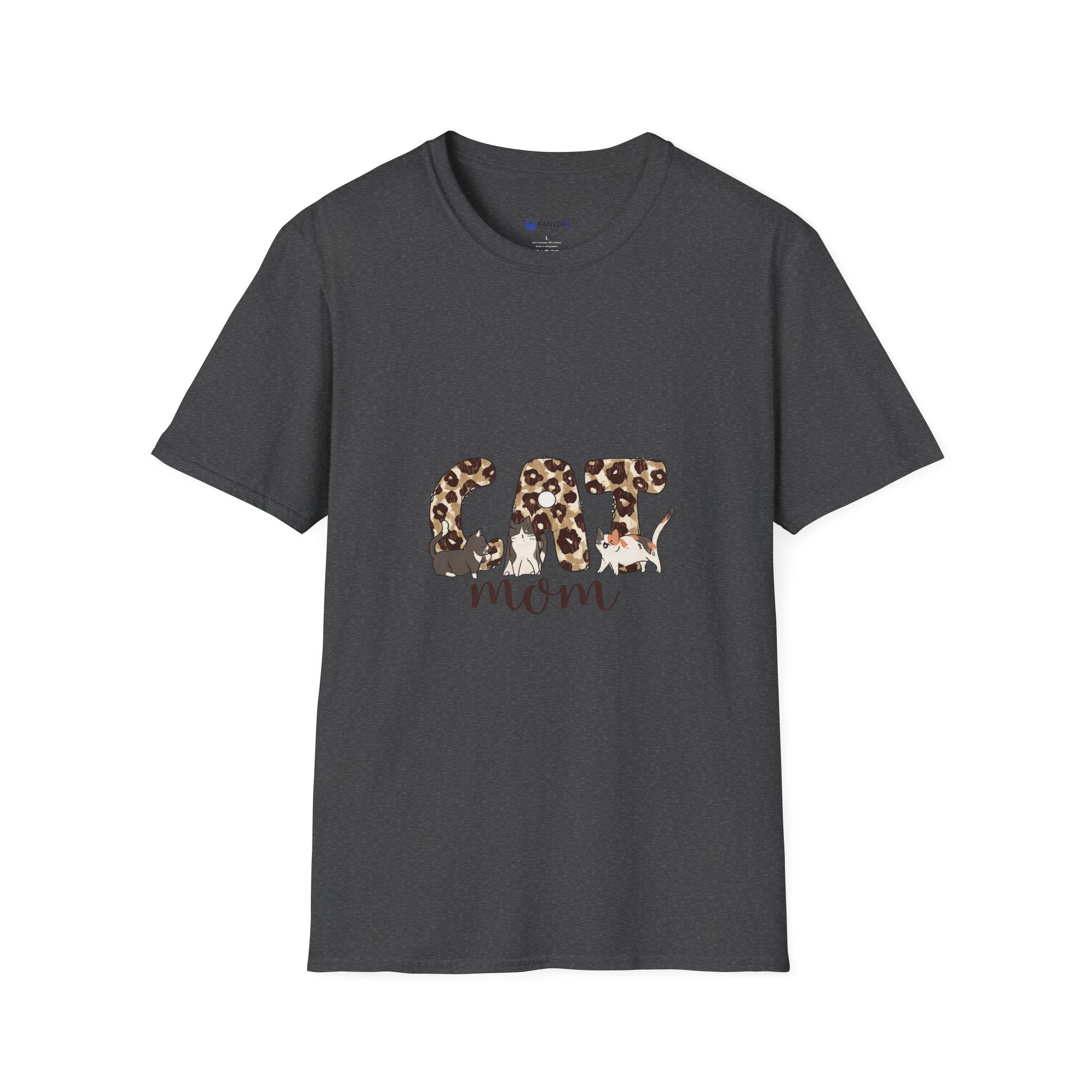 Cat Mom Leopard Print T-Shirt — Cute Graphic Tee for Cat Lovers