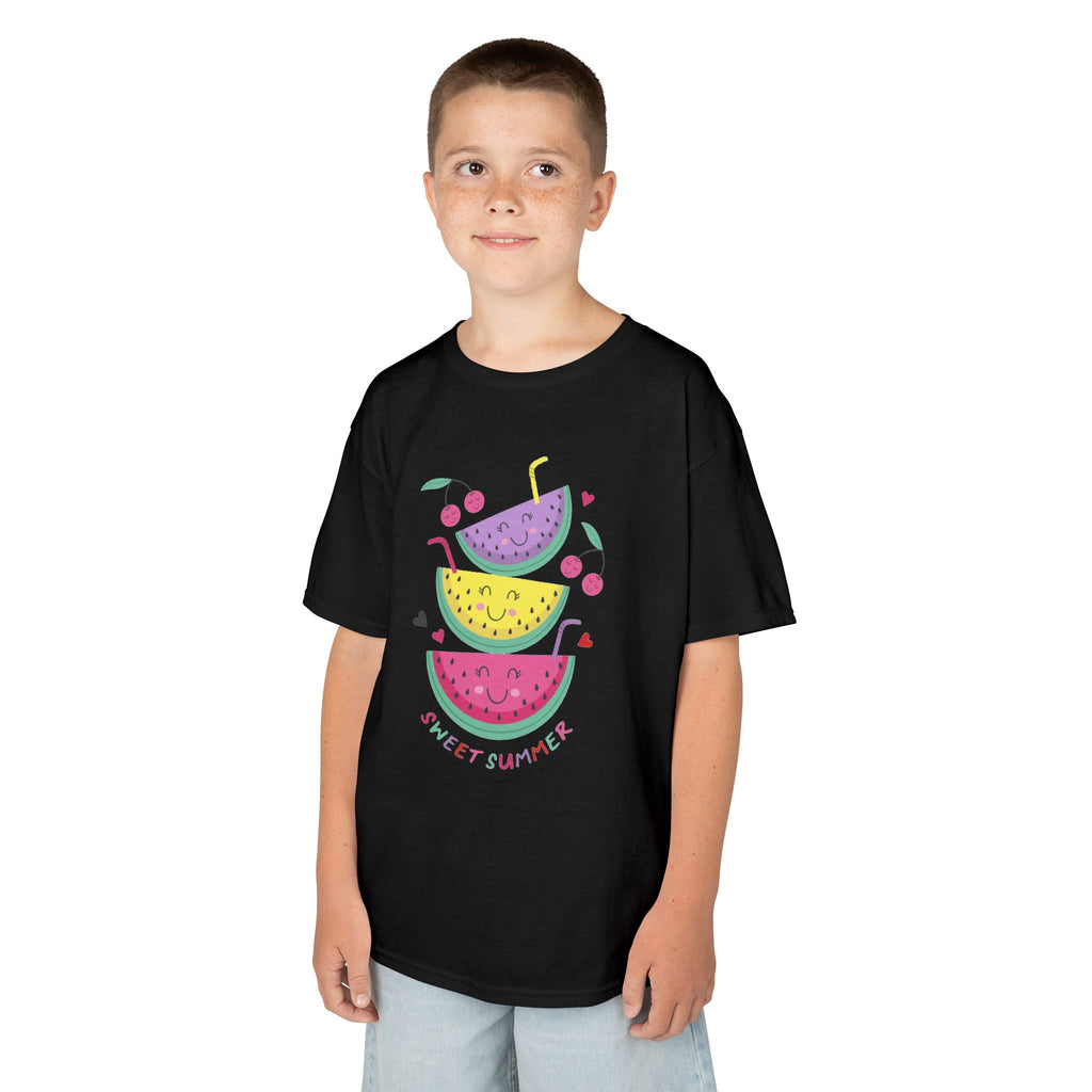 Kids T-Shirt — Cute Stacked Watermelon Illustration with "Sweet Things" Text