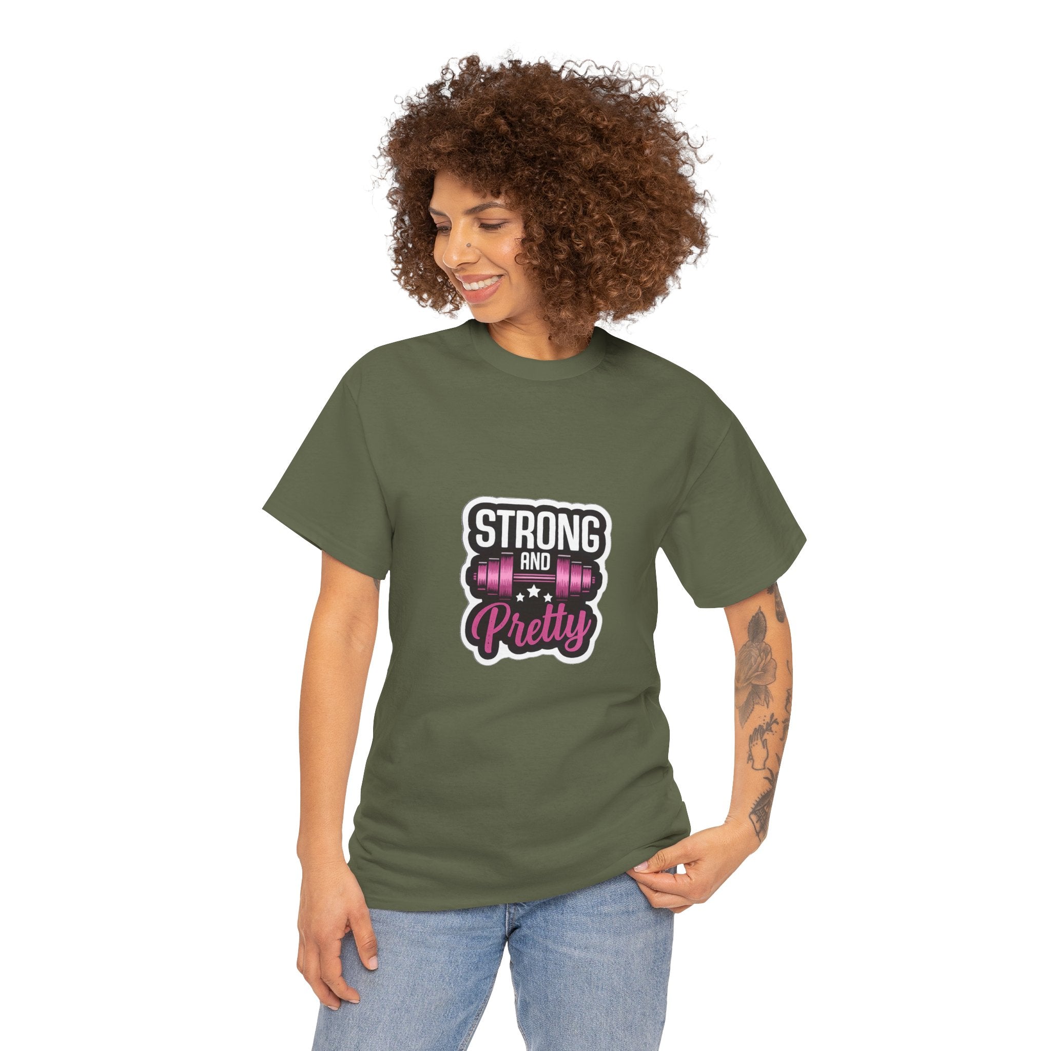 Strong and Pretty Tee — 'Strong and Pretty' Fitness Graphic T-Shirt