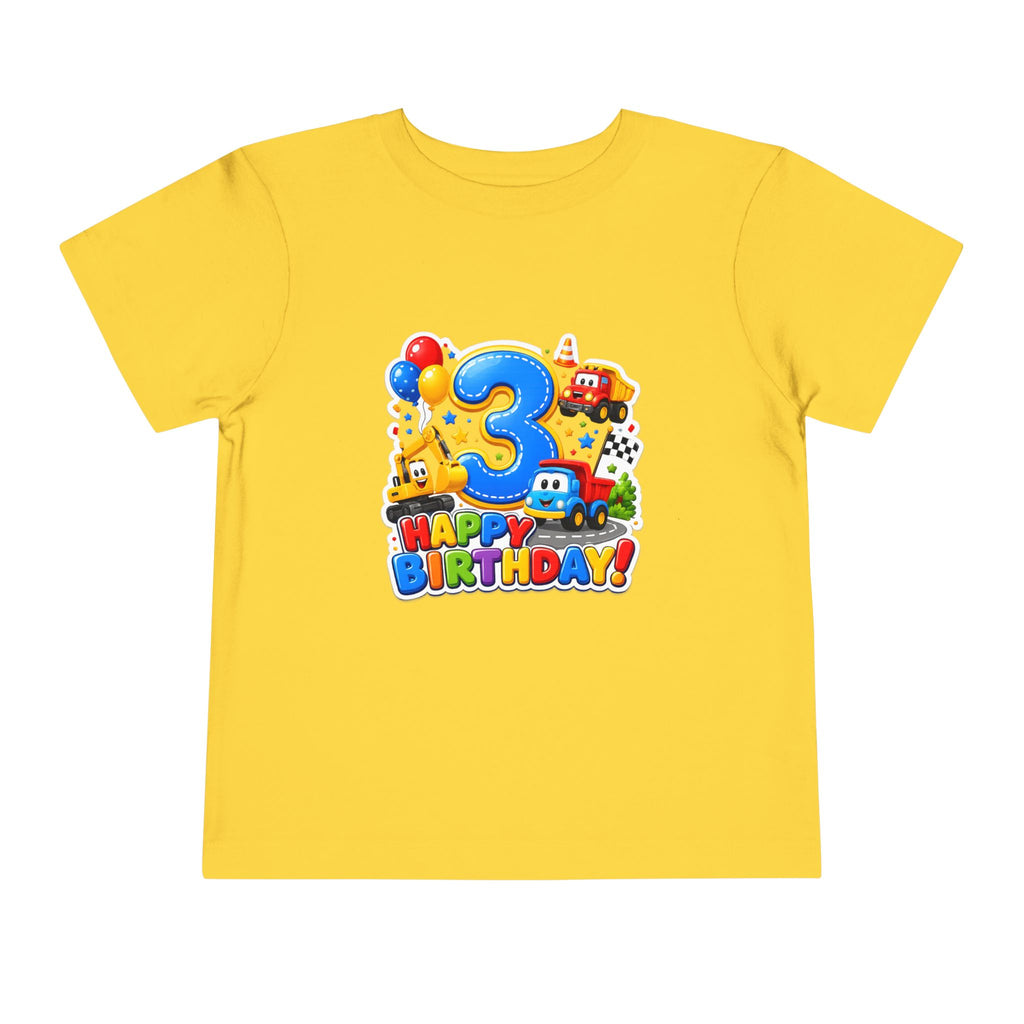 Toddler Birthday Tee — "3" Race Car Happy Birthday Shirt