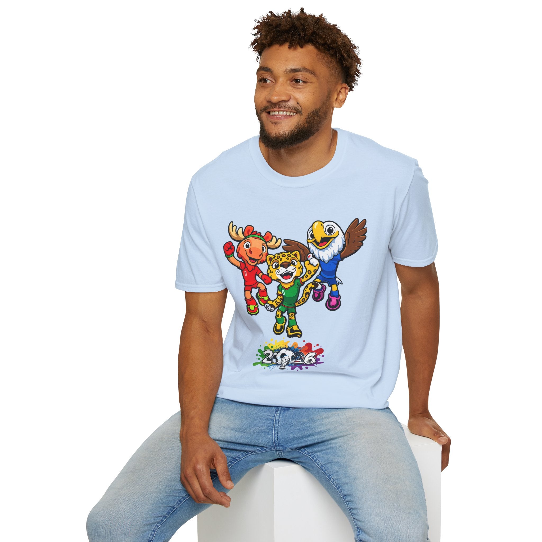 Kids Mascot Team T-Shirt — Cheerful Moose, Cheetah & Eagle Design