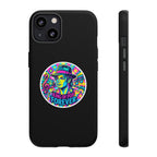 Matte Black iPhone Tough Cases 12 to 17 Pro Max  — "King of Pop Forever" Retro Pop Art Phone Case.