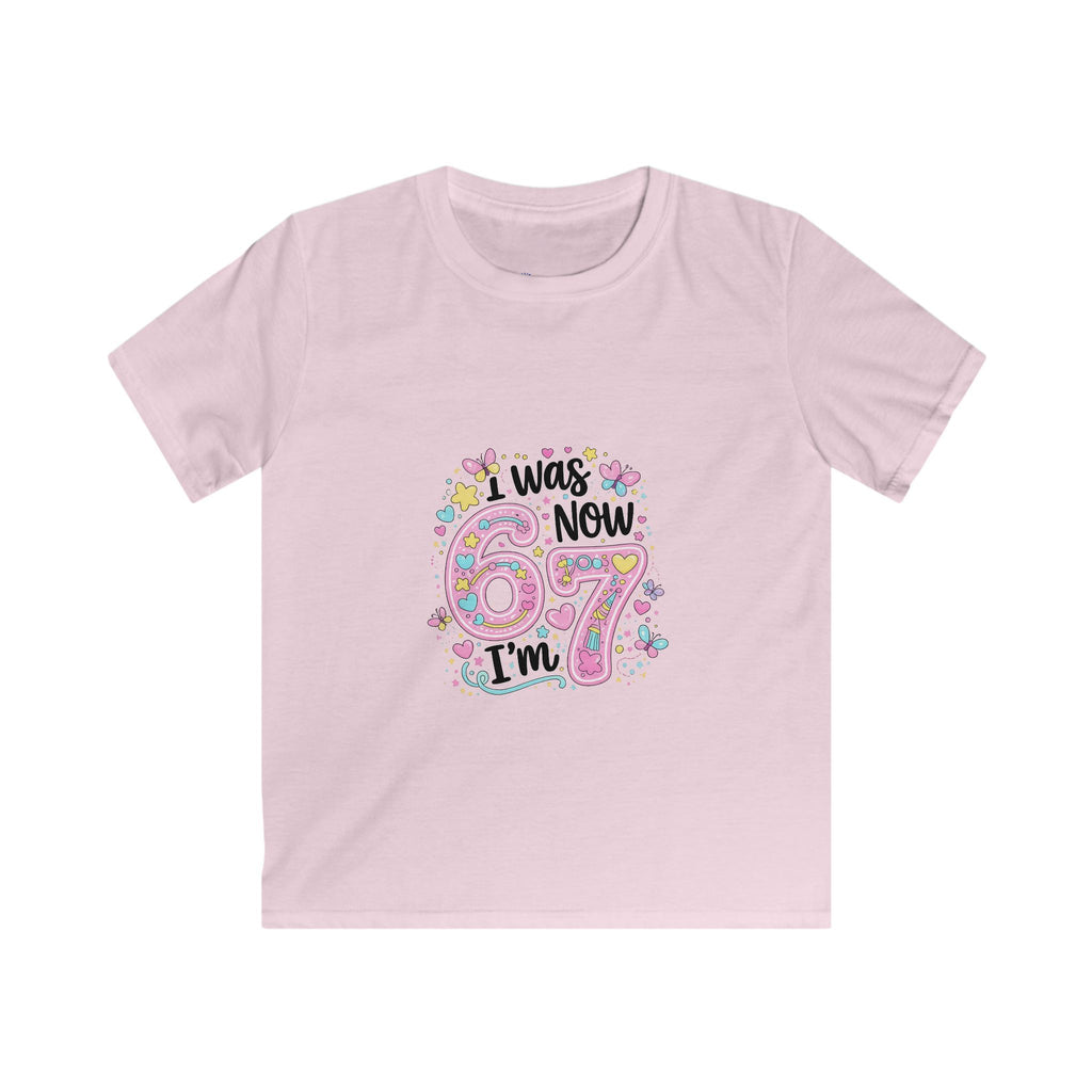Kids Tee — ‘I Was 6 Now I’m 7’ Birthday Girl Cute Floral Design