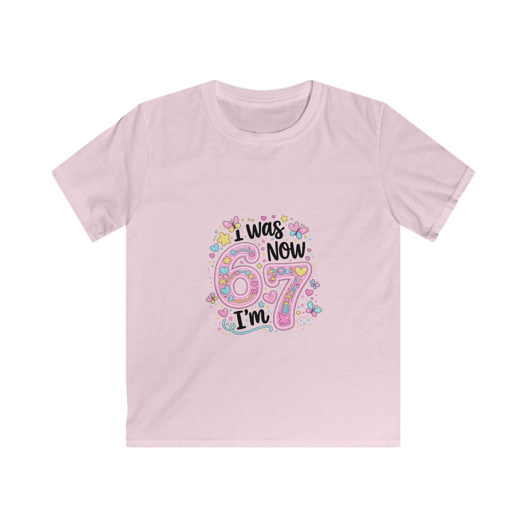 Kids Tee — ‘I Was 6 Now I’m 7’ Birthday Girl Cute Floral Design