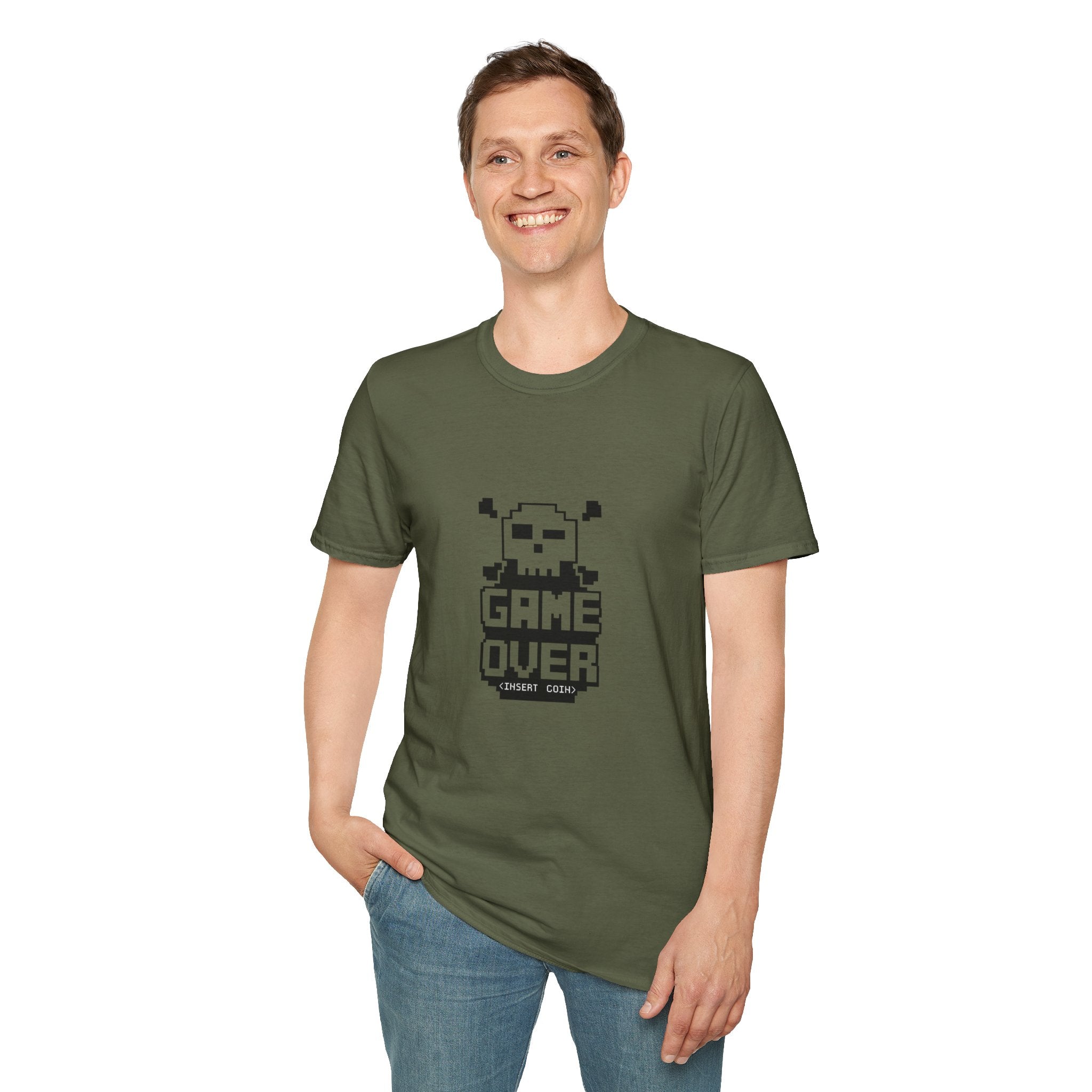 Game Over T-Shirt — Retro Pixel Skull Gamer Tee
