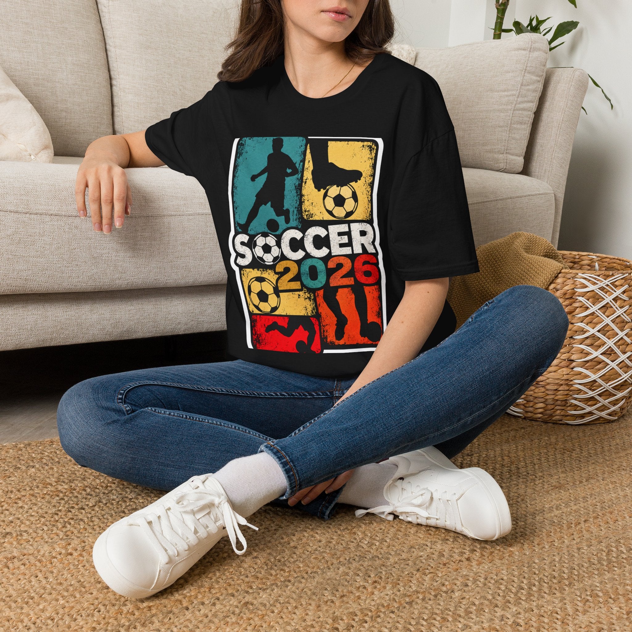 Soccer 2026 Retro colorful Graphic T-Shirt design.