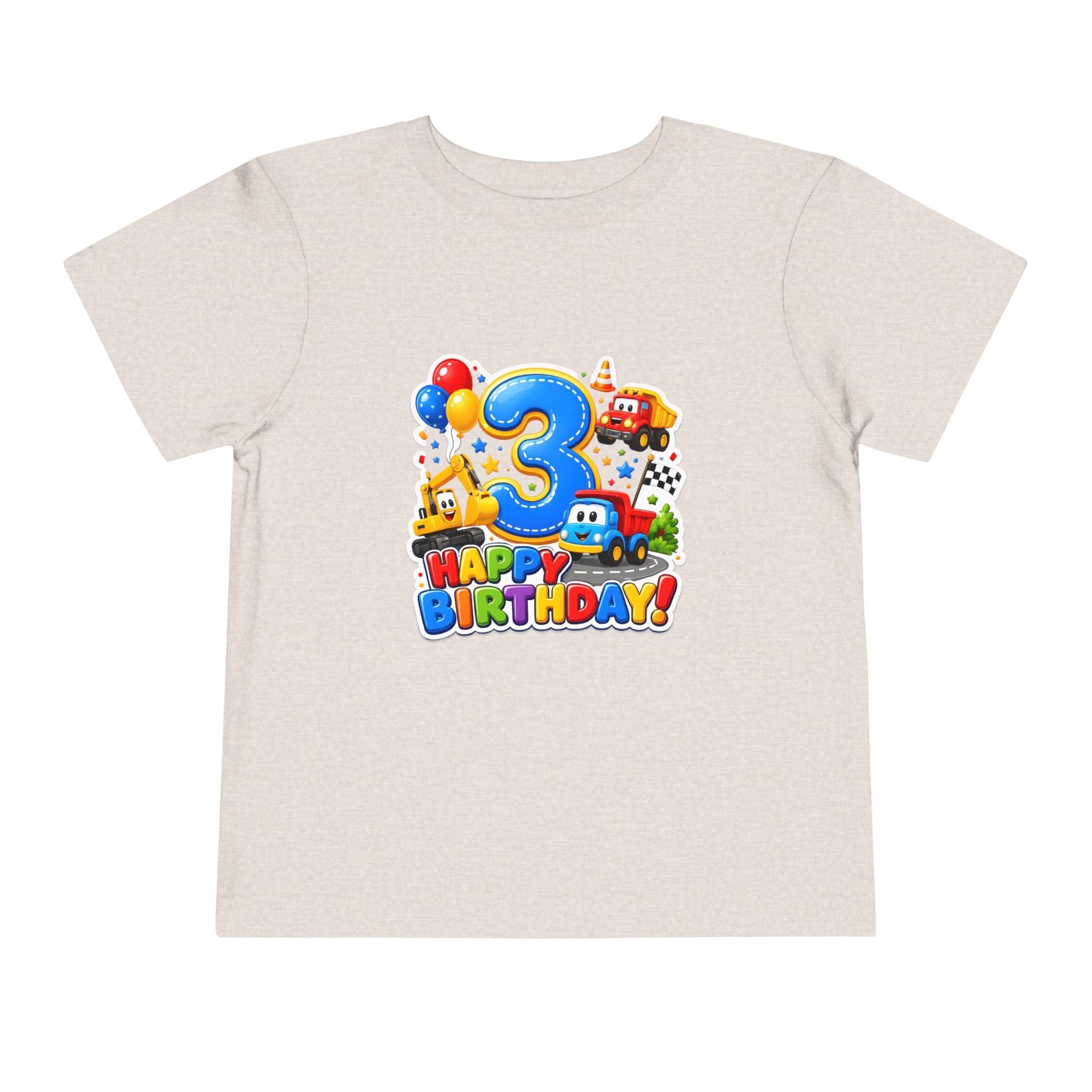 Toddler Birthday Tee — "3" Race Car Happy Birthday Shirt