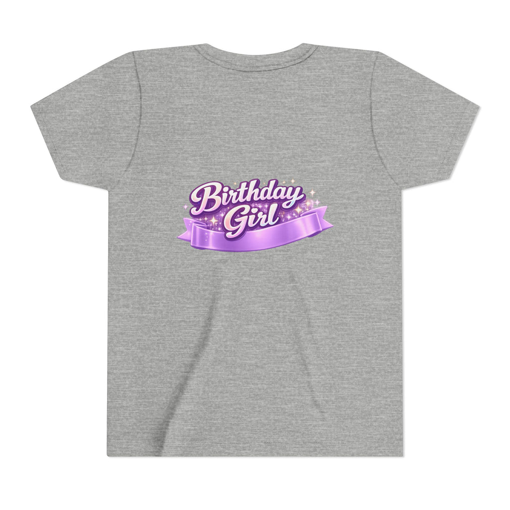 Girls' 5th Birthday Tee - 'Happy Birthday' Glitter Stars Design