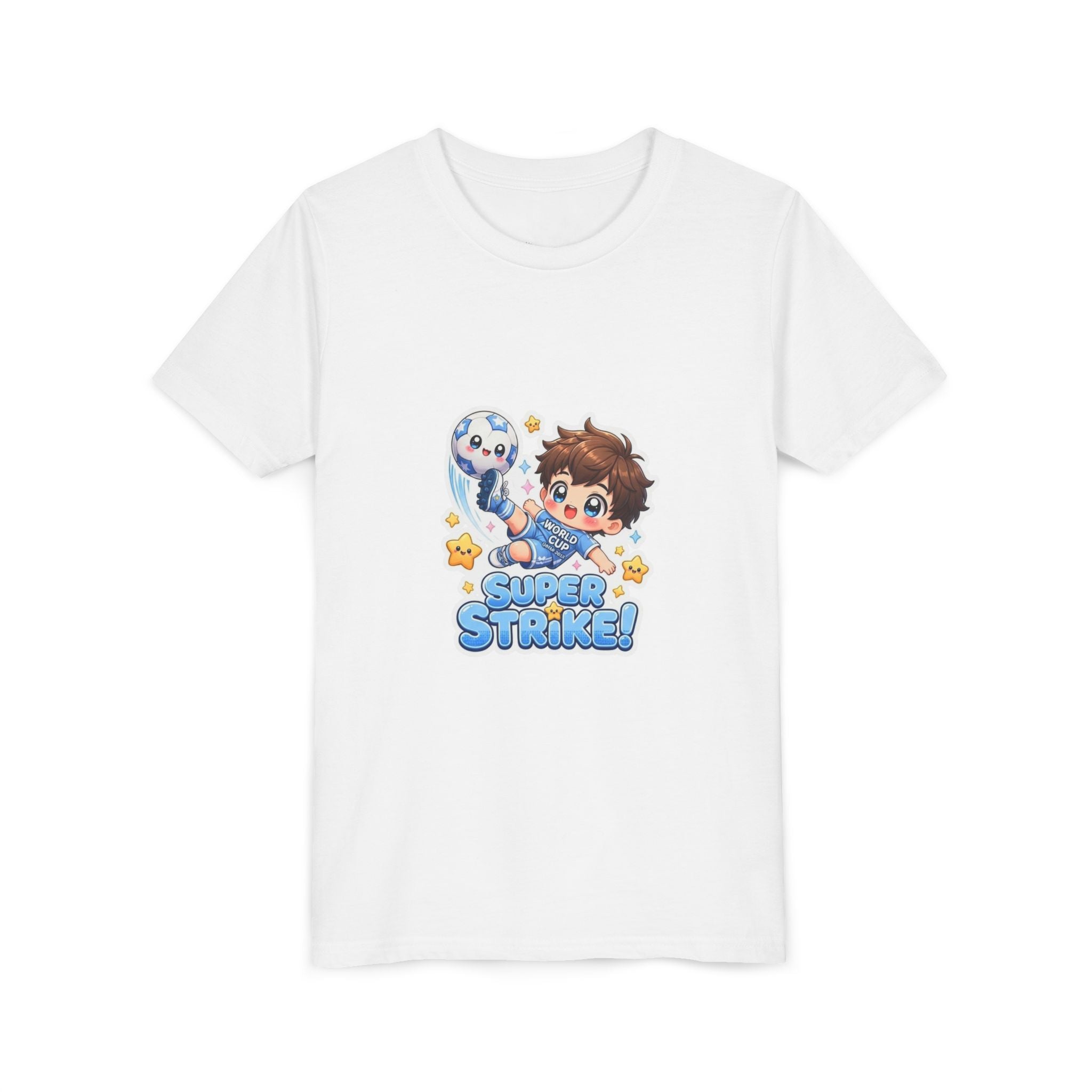 Youth Tee - Cute 'Super Strike!' Soccer Boy Graphic