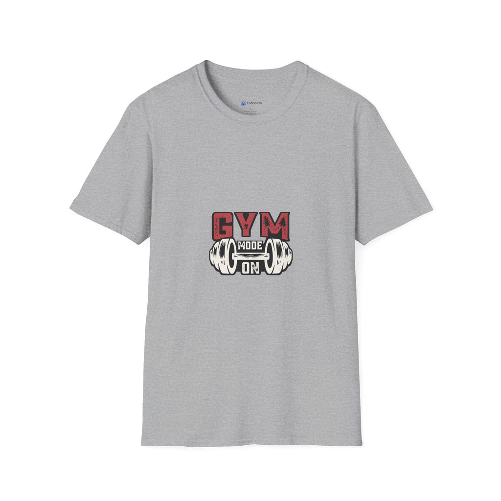 Gym Mode T-Shirt — Fitness Workout Tee with Dumbbell Graphic