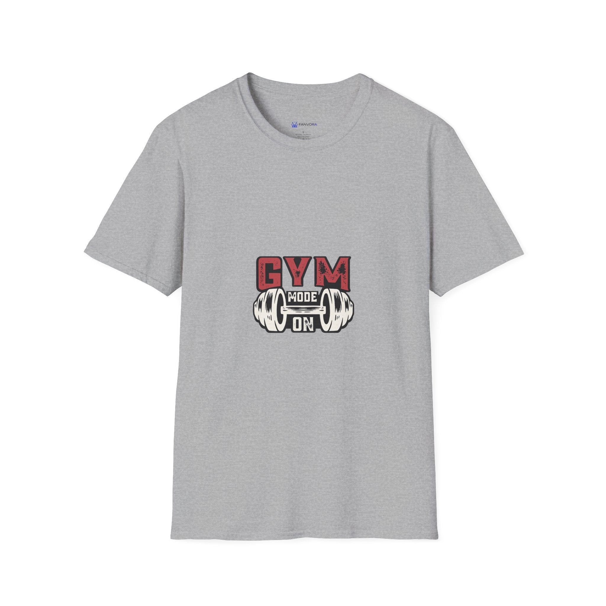Gym Mode T-Shirt — Fitness Workout Tee with Dumbbell Graphic