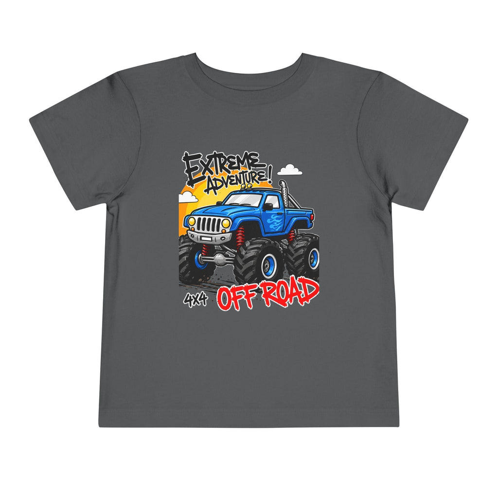 Toddler Tee - "Extreme Adventure 4x4 Off Road" Blue Monster Truck.