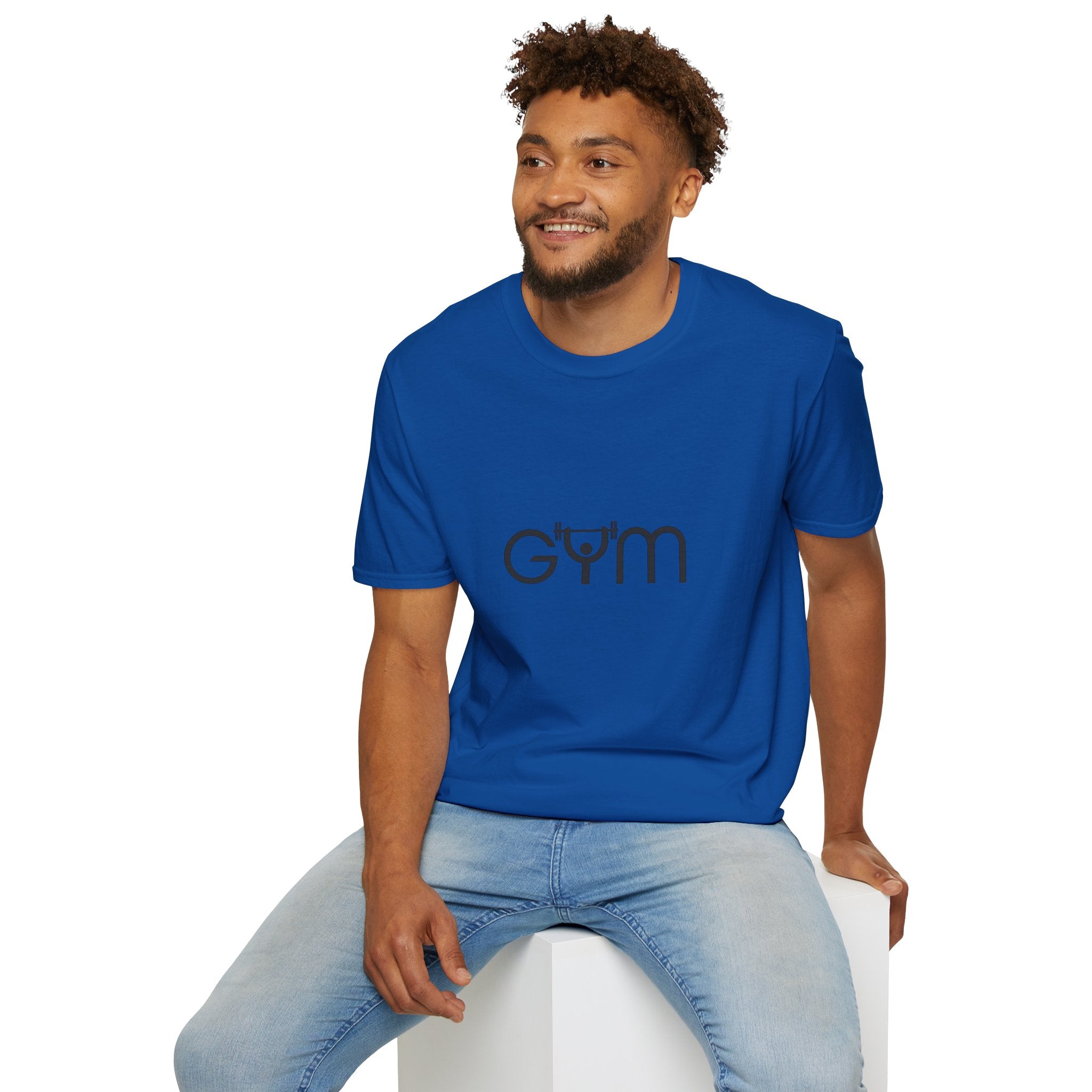 Gym Logo T‑Shirt — Minimal Fitness Tee with Barbell 'Gym' Design