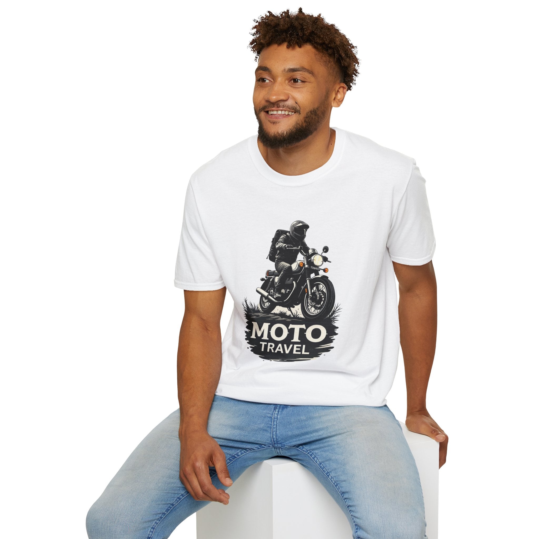 Moto Travel T‑Shirt — Vintage Motorcycle Rider Tee