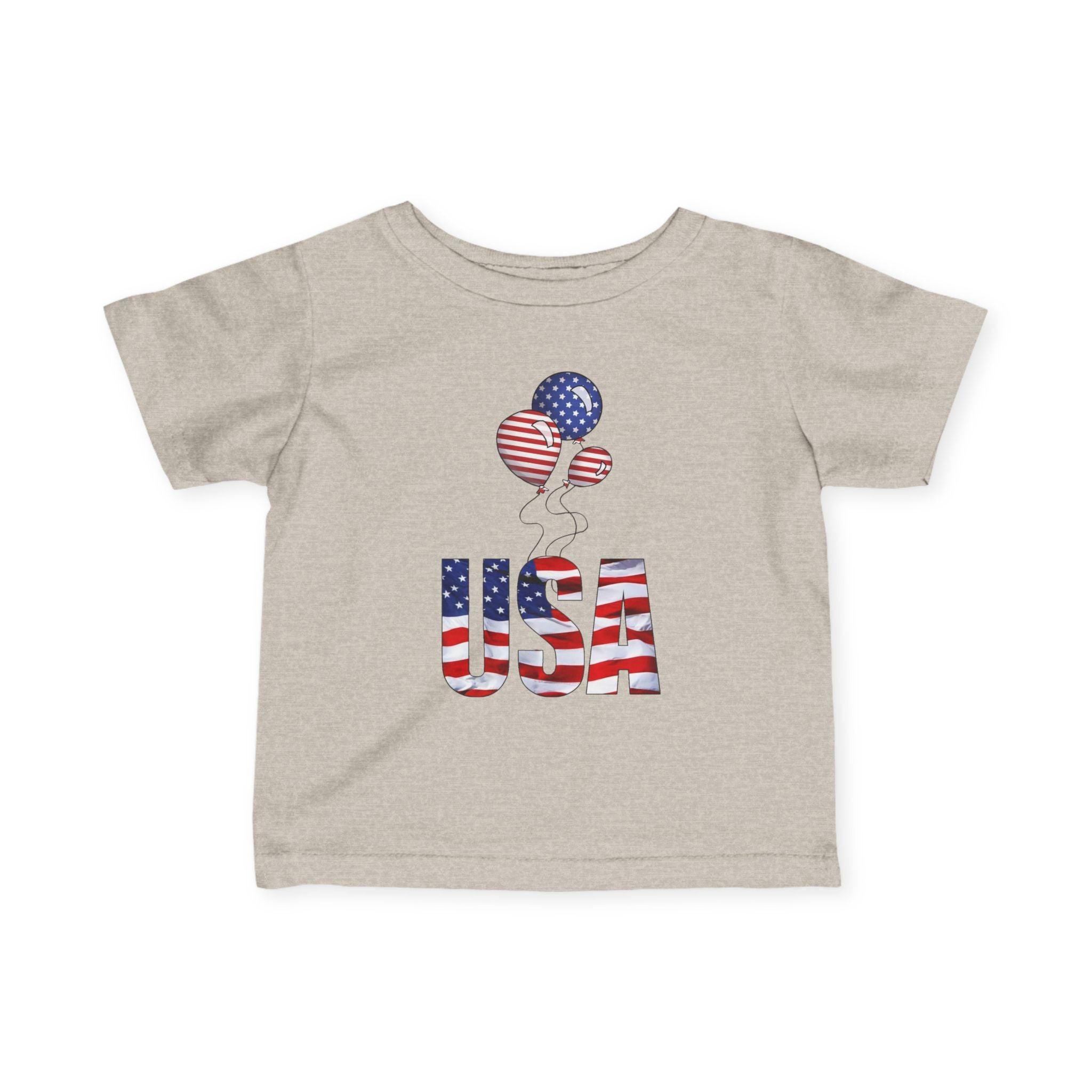 Infant Tee - USA Flag Balloons Graphic (Patriotic 4th of July Baby Shirt).
