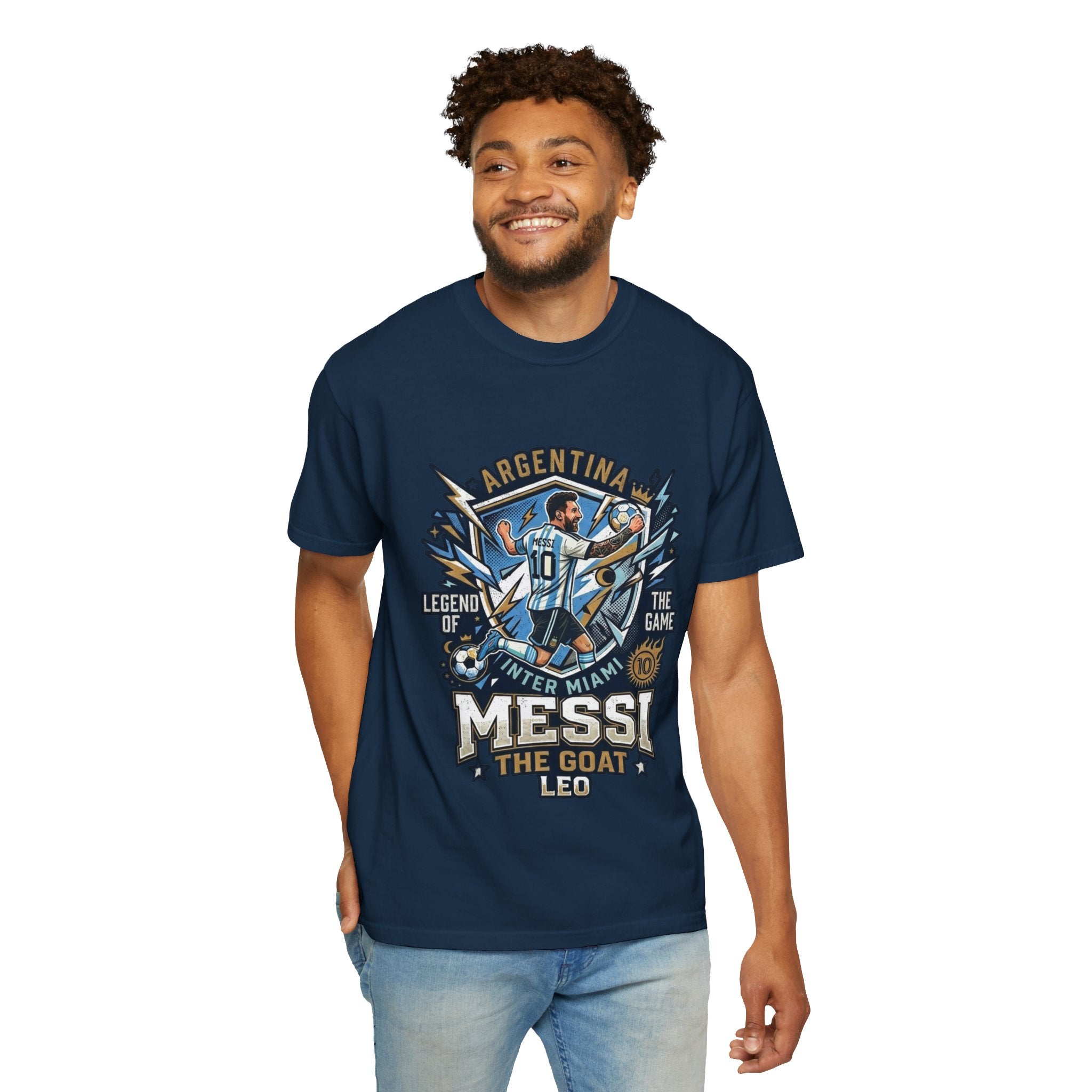 Messi "The GOAT" Soccer T-Shirt - Argentina Fan Version