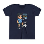 Youth Soccer Tee – Cute Cartoon Player "Ready to Score" Kids Jersey