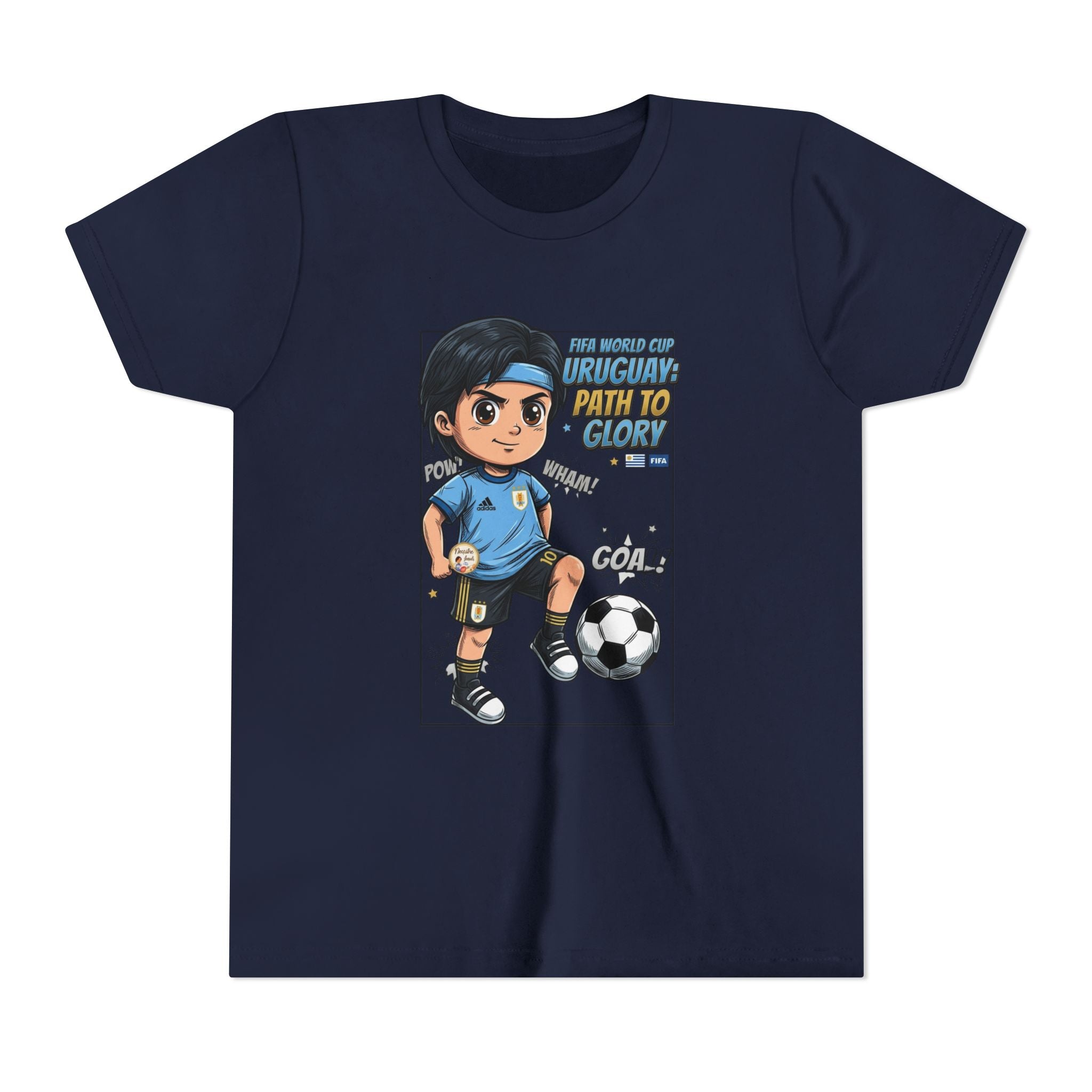 Youth Soccer Tee – Cute Cartoon Player "Ready to Score" Kids Jersey
