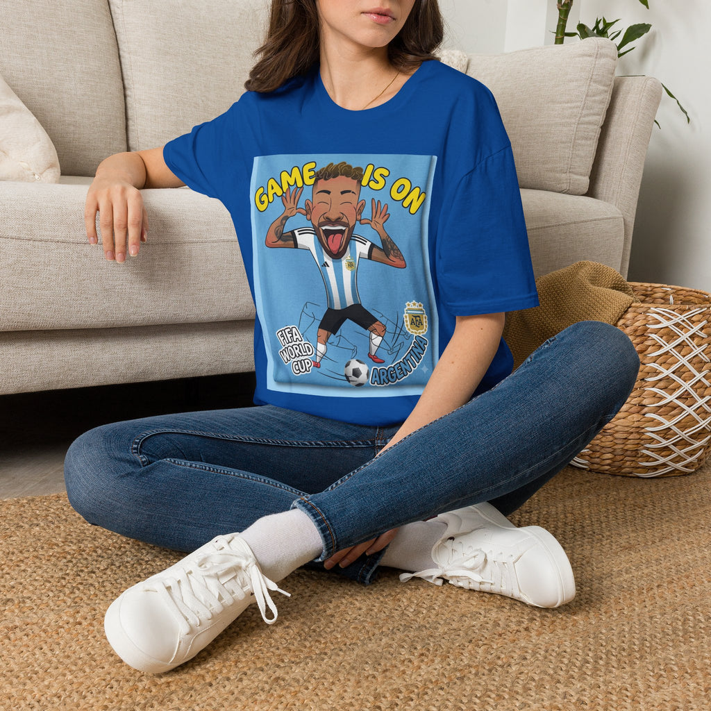 Soccer Fan T-Shirt — "Game Is On" Cartoon Player Graphic