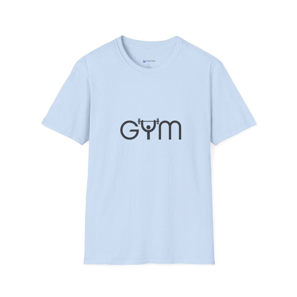 Gym Logo T‑Shirt — Minimal Fitness Tee with Barbell 'Gym' Design