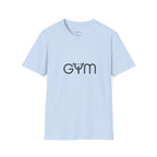 Gym Logo T‑Shirt — Minimal Fitness Tee with Barbell 'Gym' Design