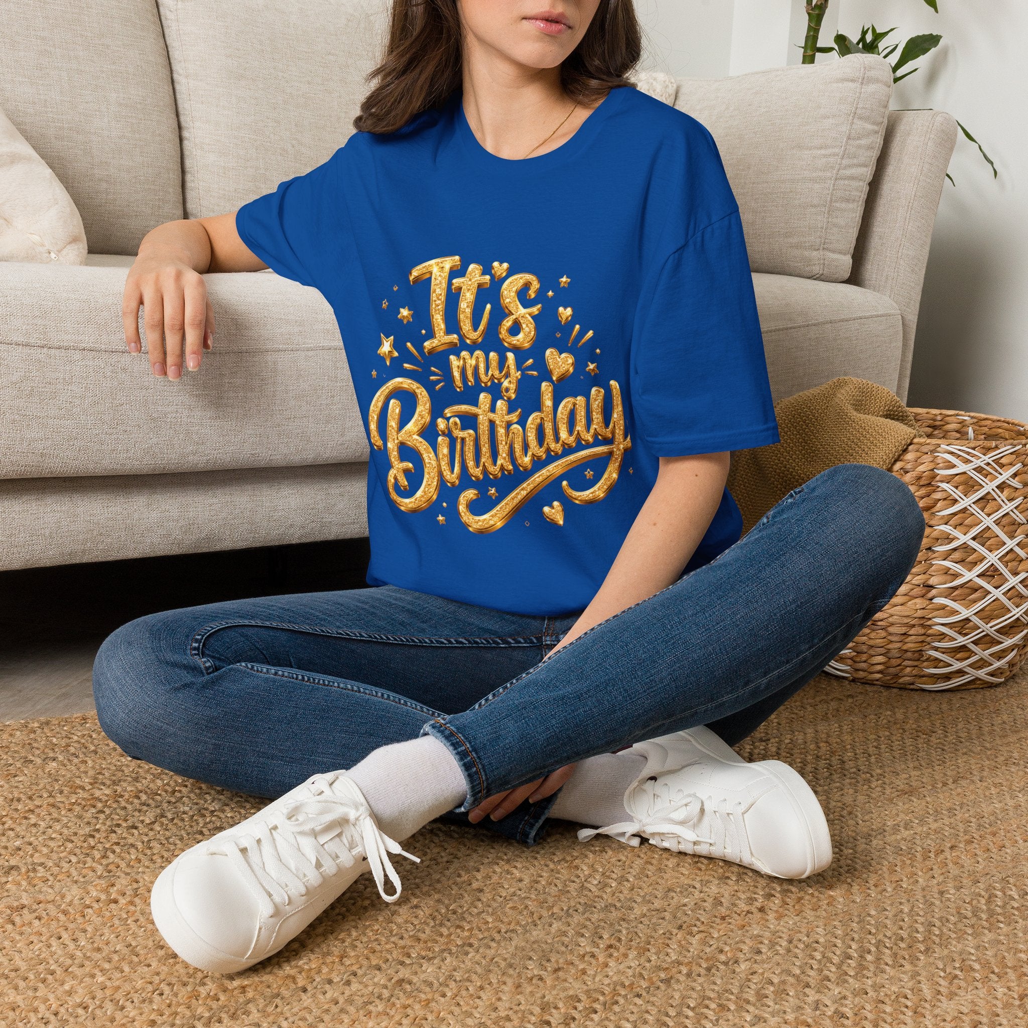 Birthday T-Shirt — "It's My Birthday" Gold Glitter Script Party Tee