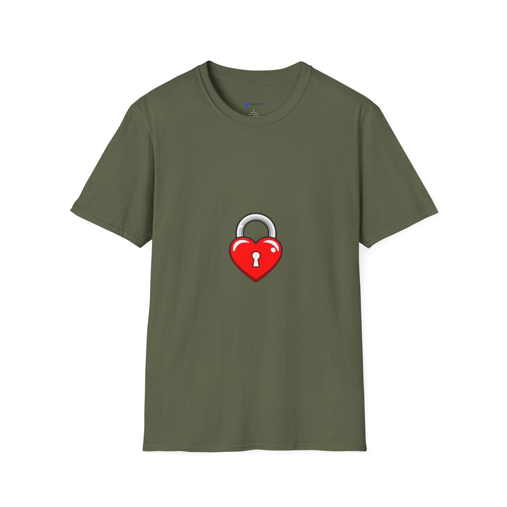 Heart Lock T-Shirt — Cute Red Heart Padlock Graphic Tee for Valentine’s Day