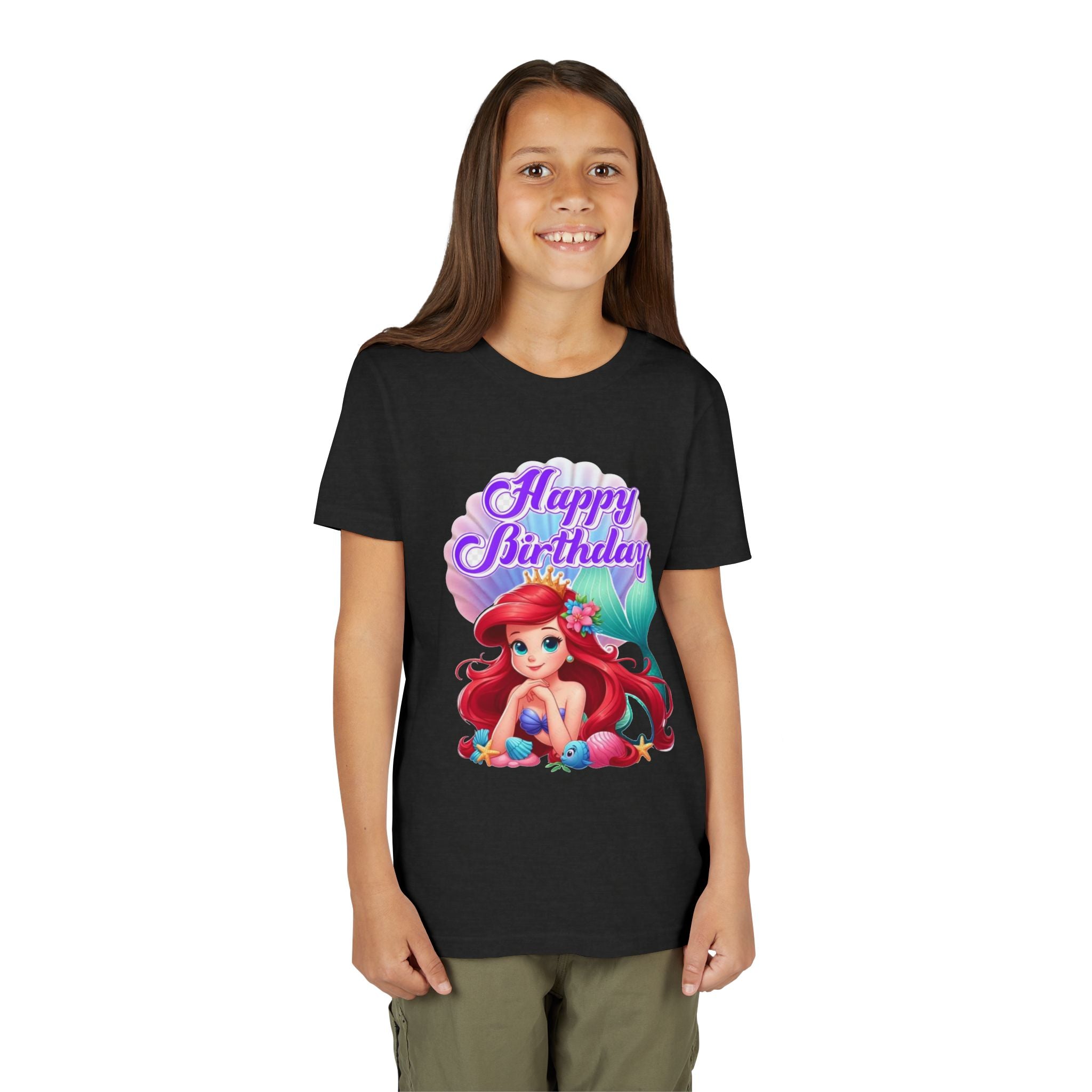 Birthday Youth Tee - Cute Mermaid "Happy Birthday" Graphic