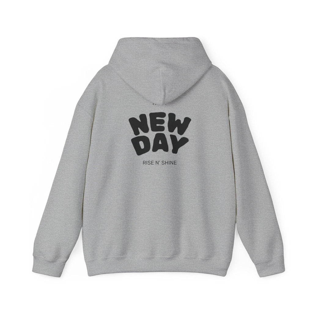 New Day Hoodie — "I'm Happy" Minimal Positive Graphic Sweatshirt.