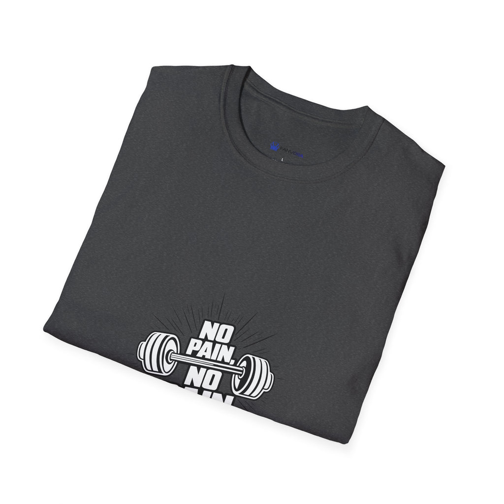 No Pain No Gain Barbell T-Shirt — Fitness Gym Workout Tee