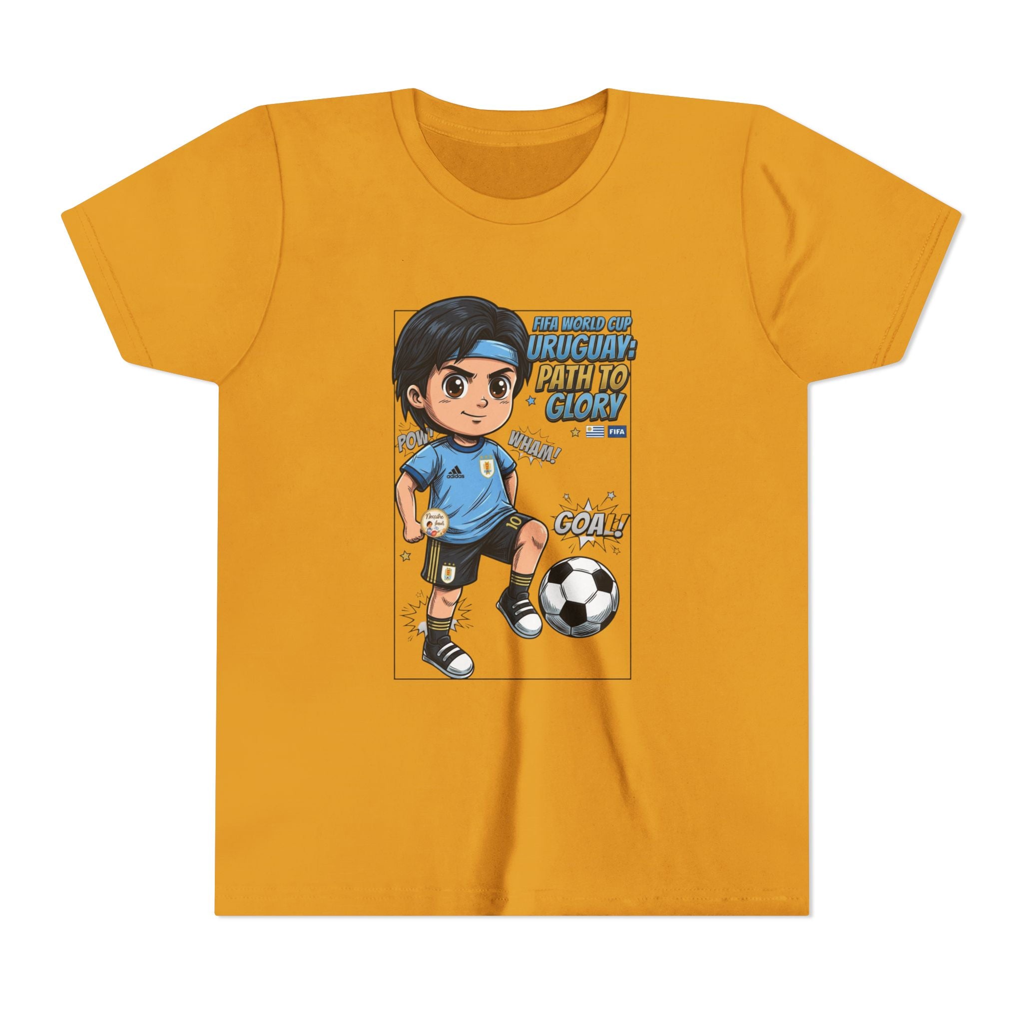 Youth Soccer Tee – Cute Cartoon Player "Ready to Score" Kids Jersey