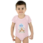 Baby Bodysuit - Blue Teddy Bear with Balloons "Happy Birthday" Infant Onesie