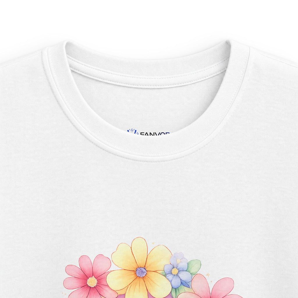 Kids Tee — Pastel Rainbow "Happy Birthday" Floral Design