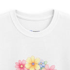 Kids Tee — Pastel Rainbow "Happy Birthday" Floral Design