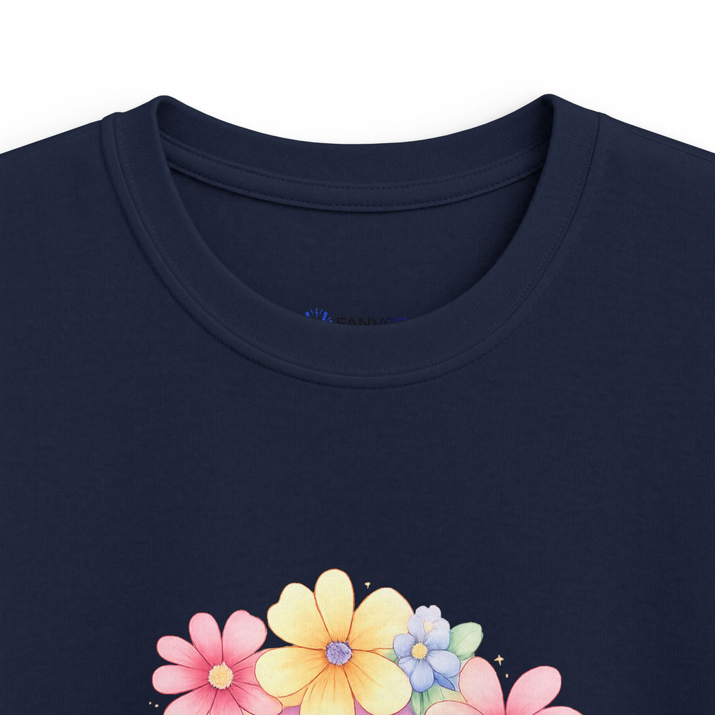 Kids Tee — Pastel Rainbow "Happy Birthday" Floral Design