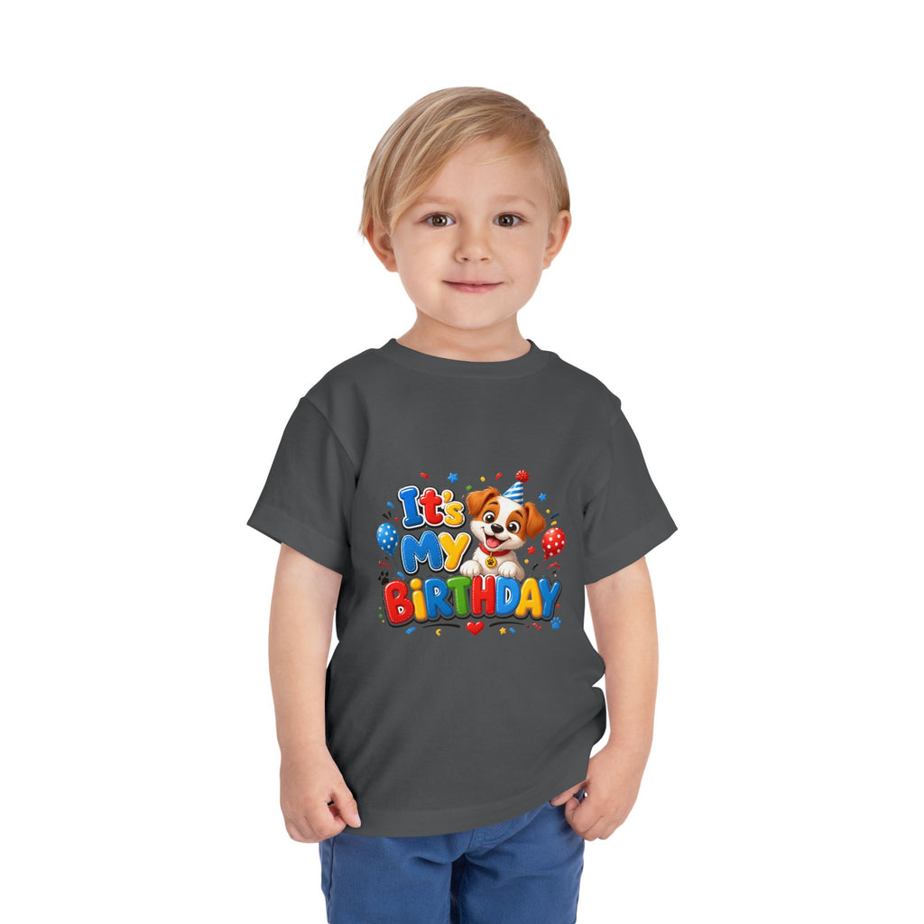 Toddler Birthday Tee — "It's My Birthday" Puppy Party Shirt