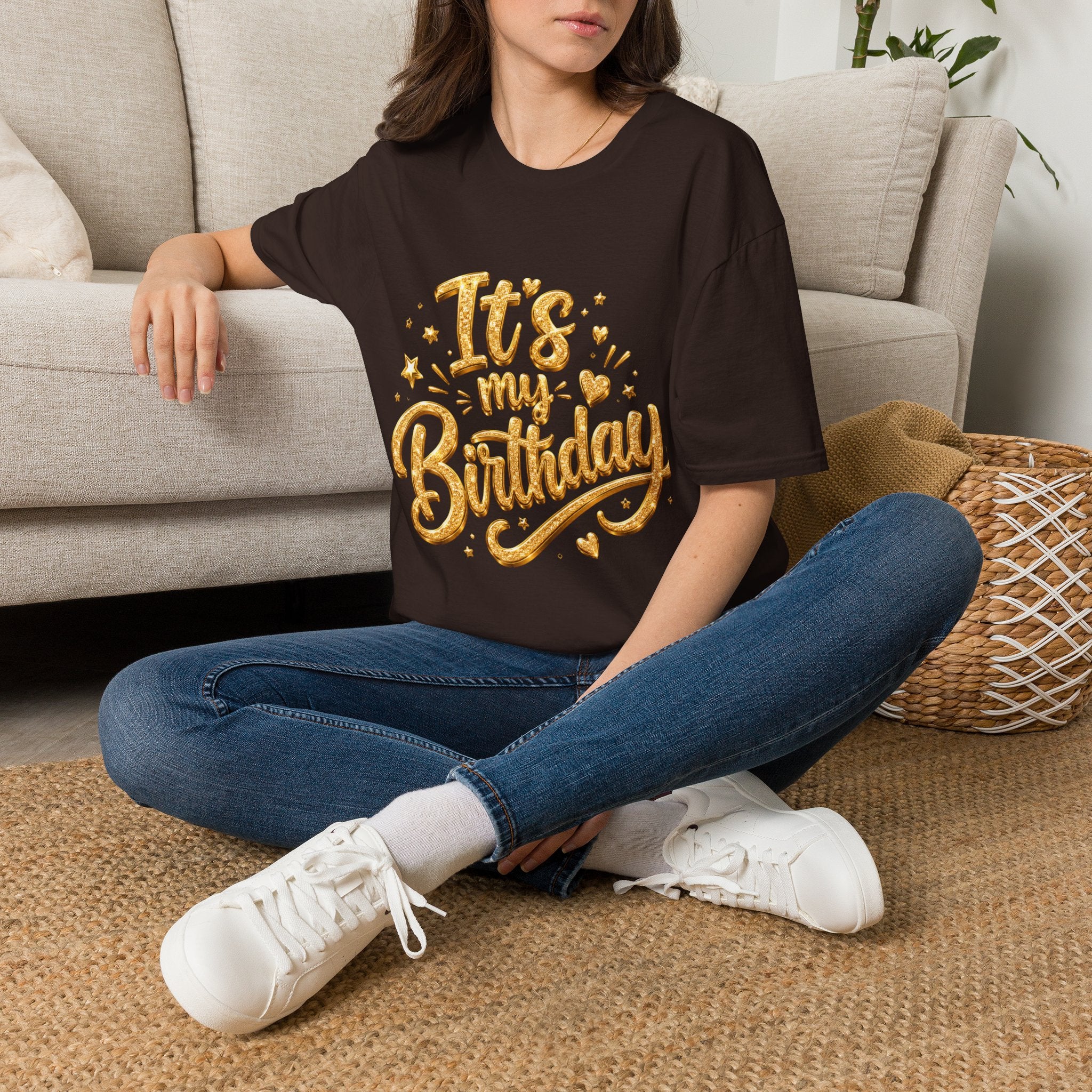 Birthday T-Shirt — "It's My Birthday" Gold Glitter Script Party Tee