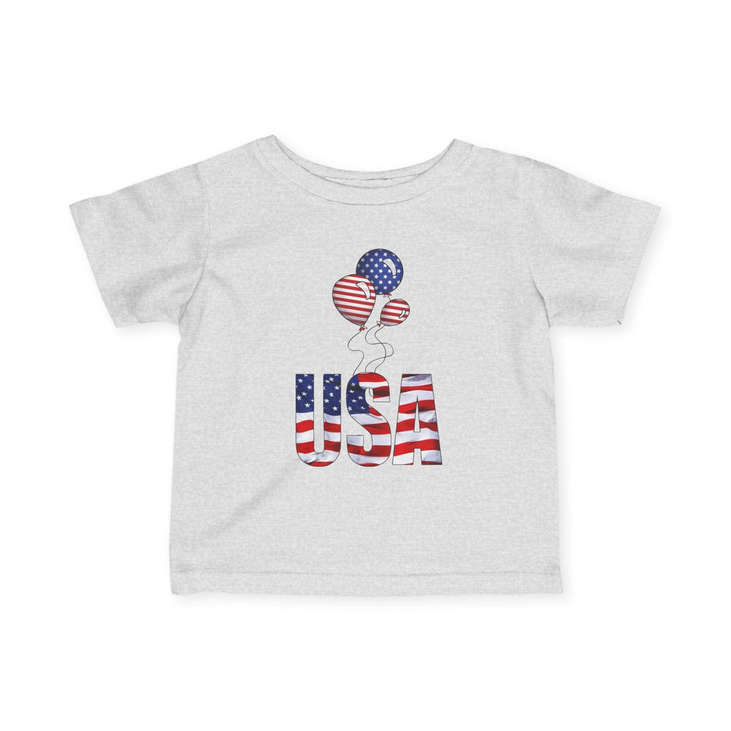Infant Tee - USA Flag Balloons Graphic (Patriotic 4th of July Baby Shirt).