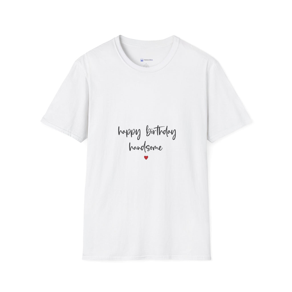 Happy Birthday Handsome T‑Shirt — Casual Birthday Tee with Script & Heart