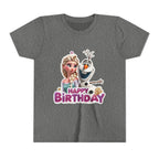 Kids' Birthday Tee - Cute Princess and Snowman "Happy Birthday" Graphic