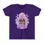 Girls' 5th Birthday Tee - 'Happy Birthday' Glitter Stars Design