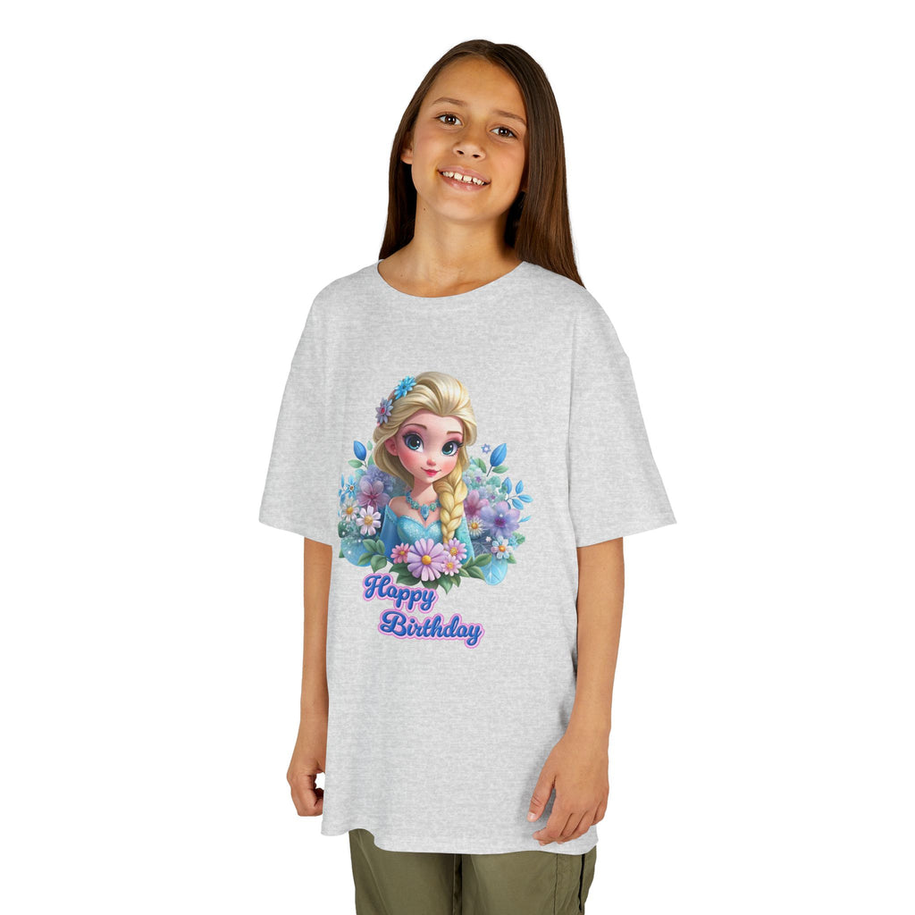 Kids Tee — 'Happy Birthday' Princess Floral Design