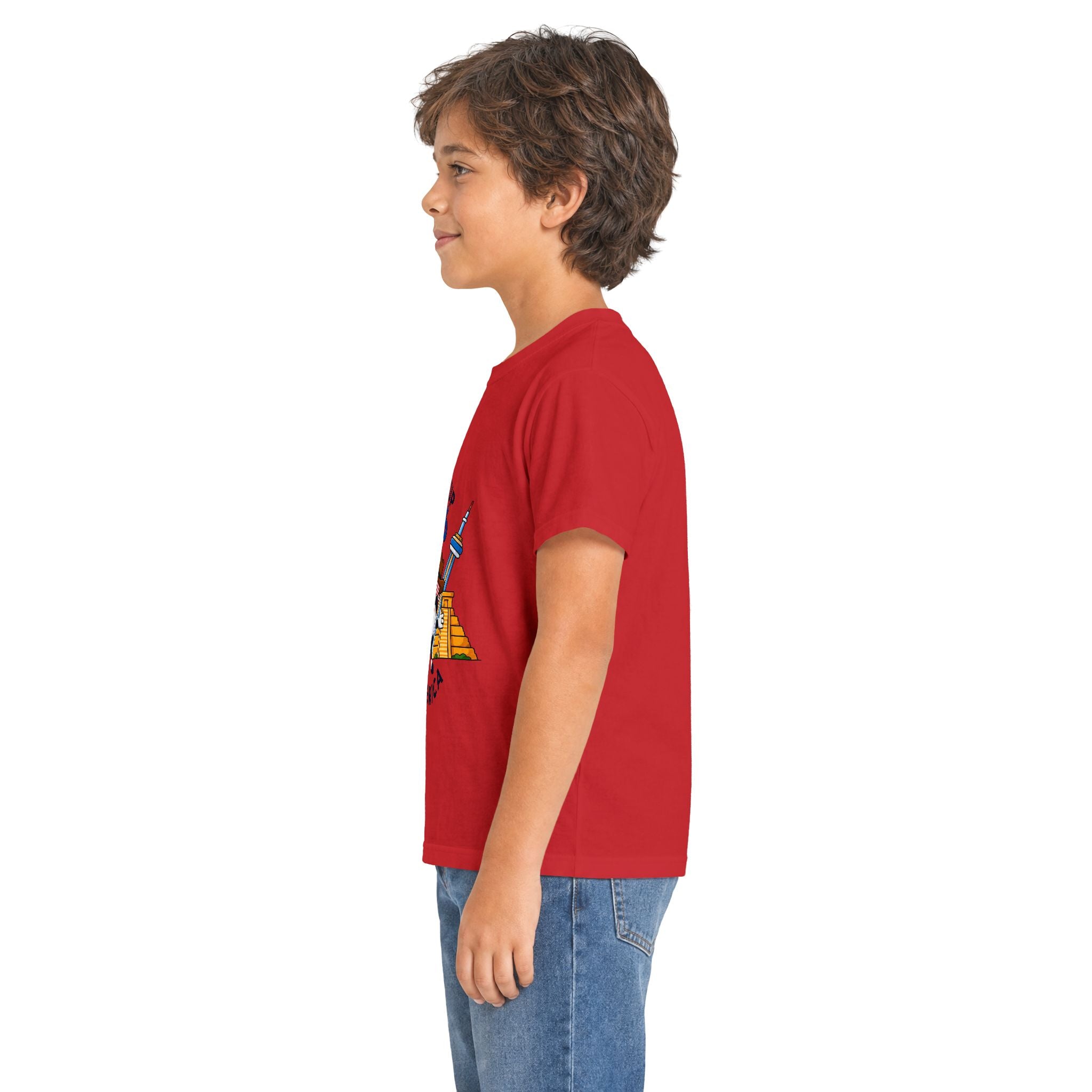 Kids Tee -  America Soccer Mascot & Landmarks