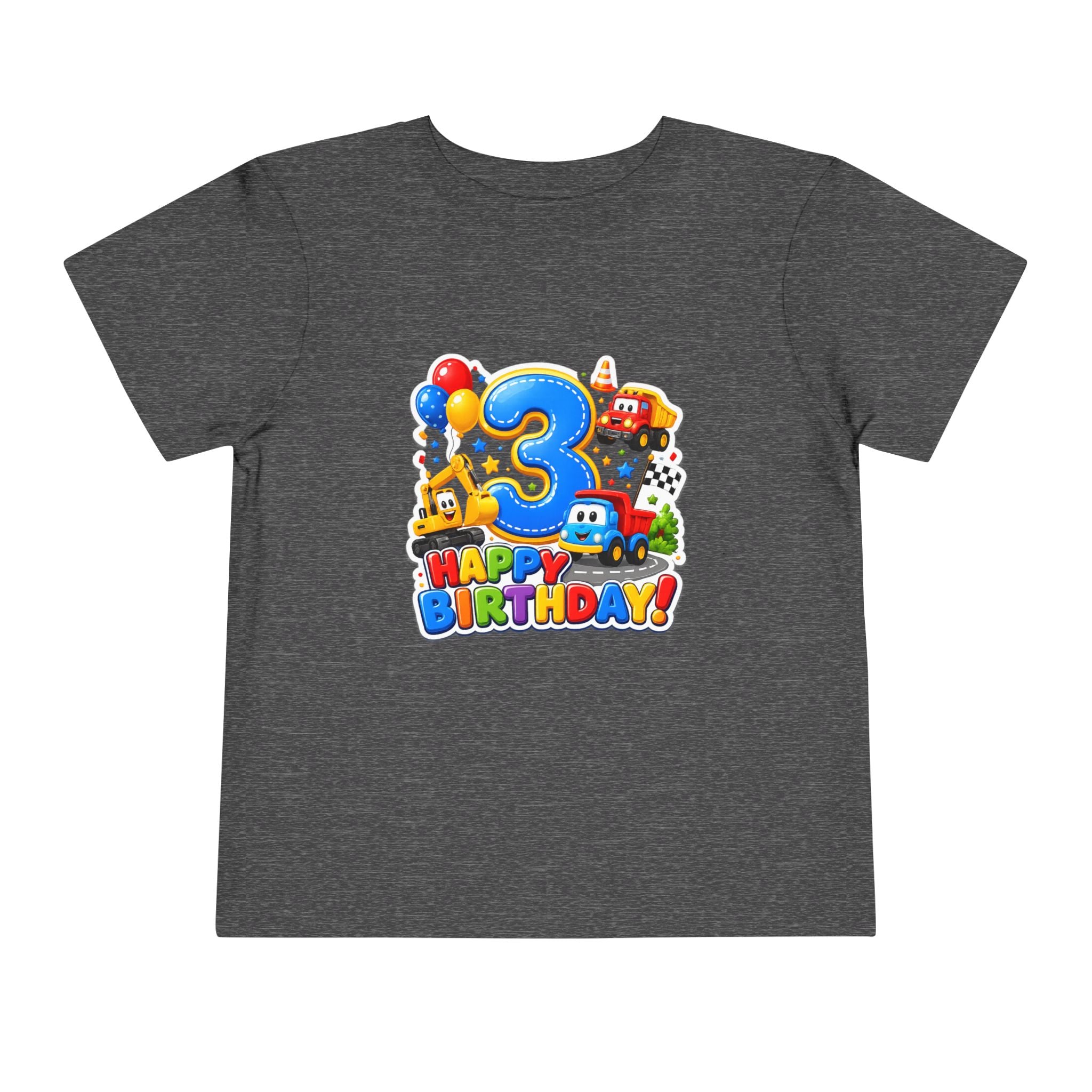 Toddler Birthday Tee — "3" Race Car Happy Birthday Shirt