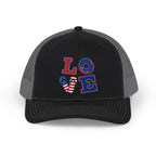 Patriotic LOVE USA flag trucker cap
