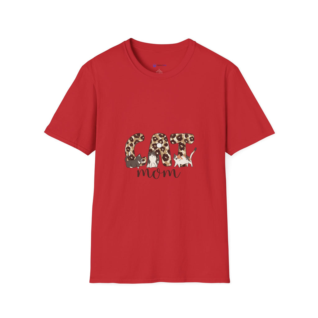 Cat Mom Leopard Print T-Shirt — Cute Graphic Tee for Cat Lovers
