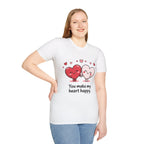 Cute Couples Heart T-Shirt — "You Make My Heart Happy" Valentine's Tee