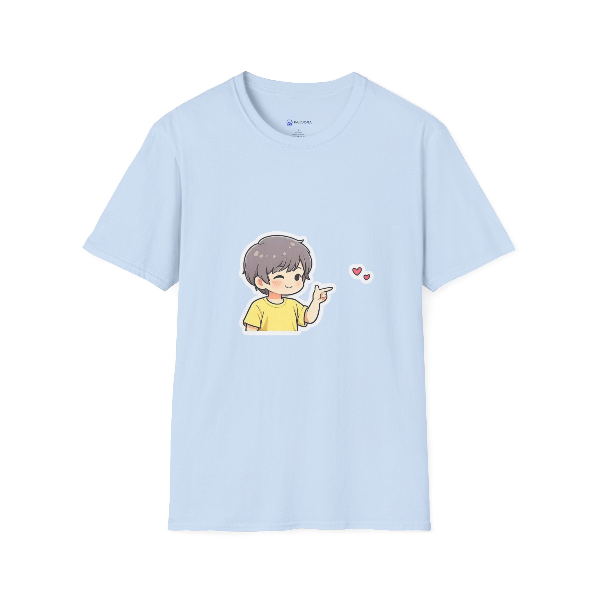 Cute Boy Waving Hearts T-Shirt — Cute Kawaii Cartoon Graphic Tee