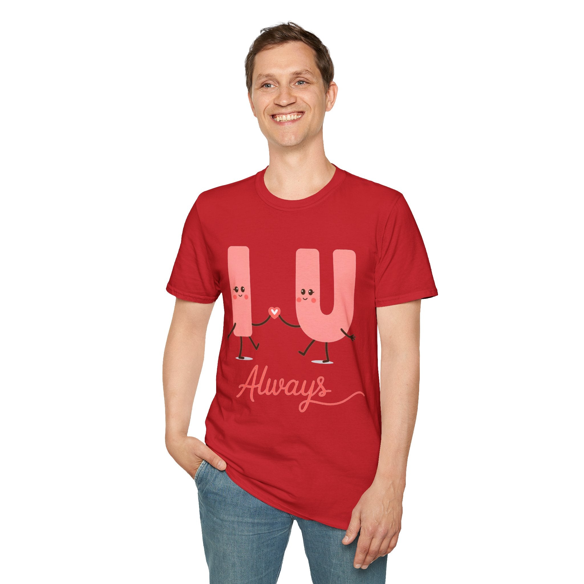 T-Shirt – Cute 'I  U Always' Kissing Letters Valentine's Tee